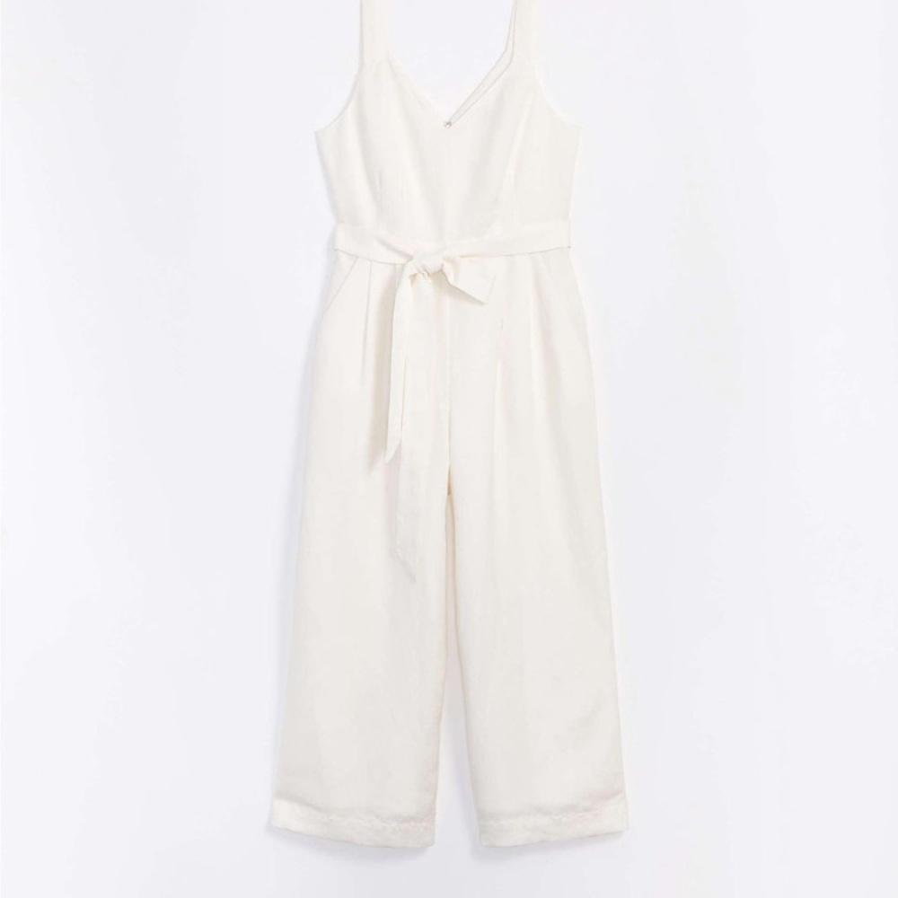 Loft Double V White Jumpsuit